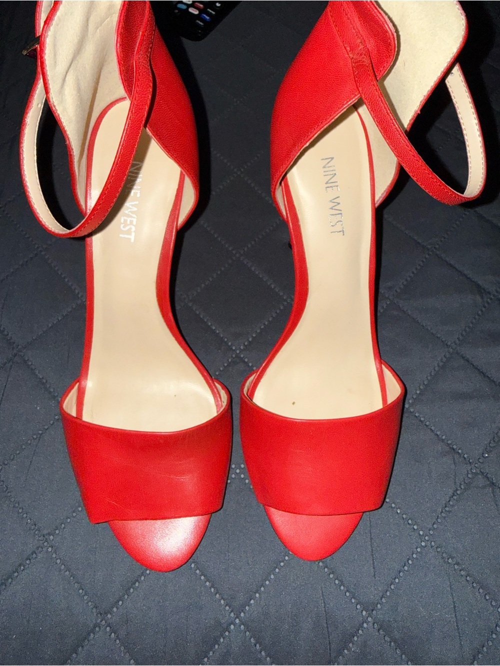 Nine West Red Open-Toe Ankle Strap Heels
